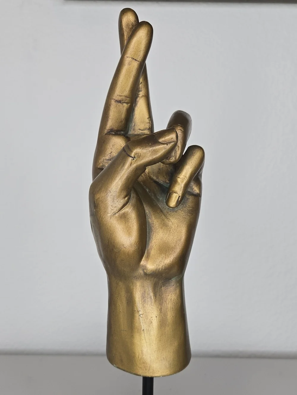 Vintage Brass Fingers Crossed Sculpture